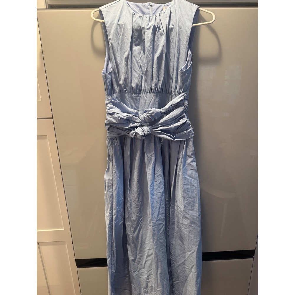 Commense Light Blue Sleeveless Knotted Tie Waist Midi Dress Womens Large